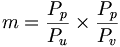 m = \frac{P_{p}}{P_{u}} \times \frac{P_{p}}{P_{v}}